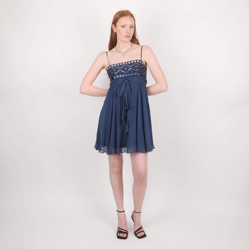 BCBGMaxAzria Blue Cocktail Sequin Dress